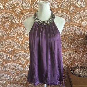 Charlotte Russe Purple Embellished Halter Blouse